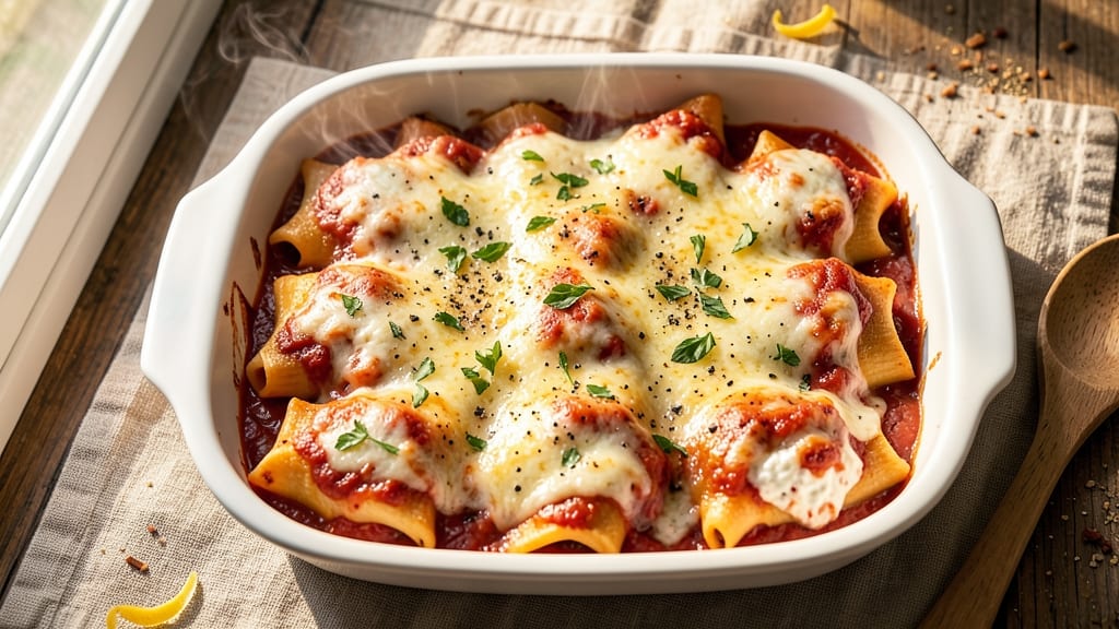 Baked Cheese Manicotti Recipe: Crispy Breadcrumbs Hide Gooey Ricotta Rivers