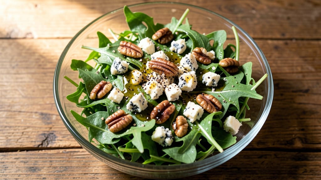 Arugula Blue Cheese Salad Recipe: Peppery Greens Meet Bold Cheese Crunch