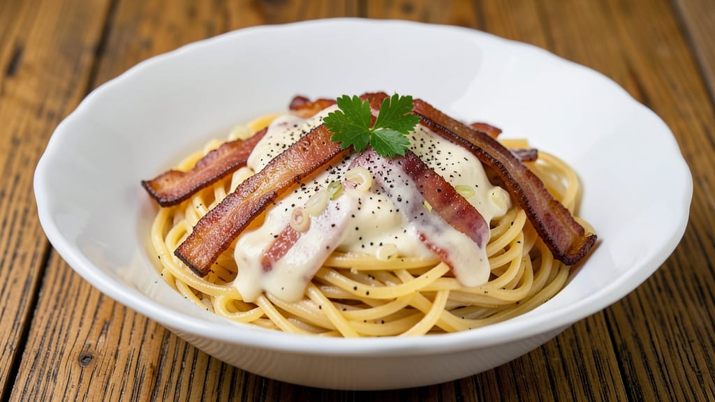 Bacon Cream Cheese Spaghetti Recipe: Smoky Crispy Top With Gooey Cheese Rivers