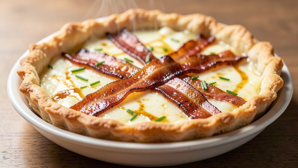 Bacon Swiss Cheese Quiche Recipe: Crispy Crust with Smoky Bacon and Melted Swiss Streaks