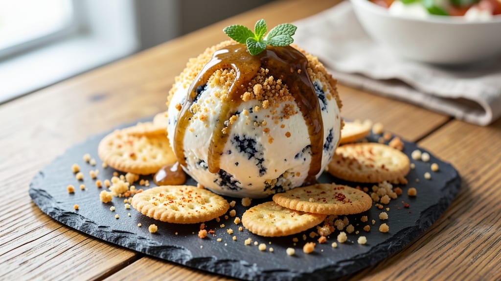 Award Winning Cheese Ball Recipe: Crunchy Rind and Gooey Blue Cheese Core