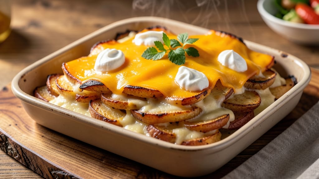 Baked Cheese Scalloped Potatoes Recipe: Crispy-Topped Layers With Melty Cheddar Rivers