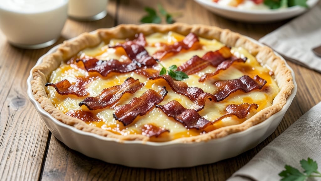 Bacon and Cheese Quiche Recipe With Milk: Crispy Crust, Silky Egg Custard Magic