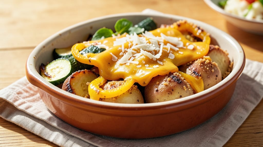 Baked Vegetables Cheese Recipe: Crispy-Topped Casserole With Melty Streaks