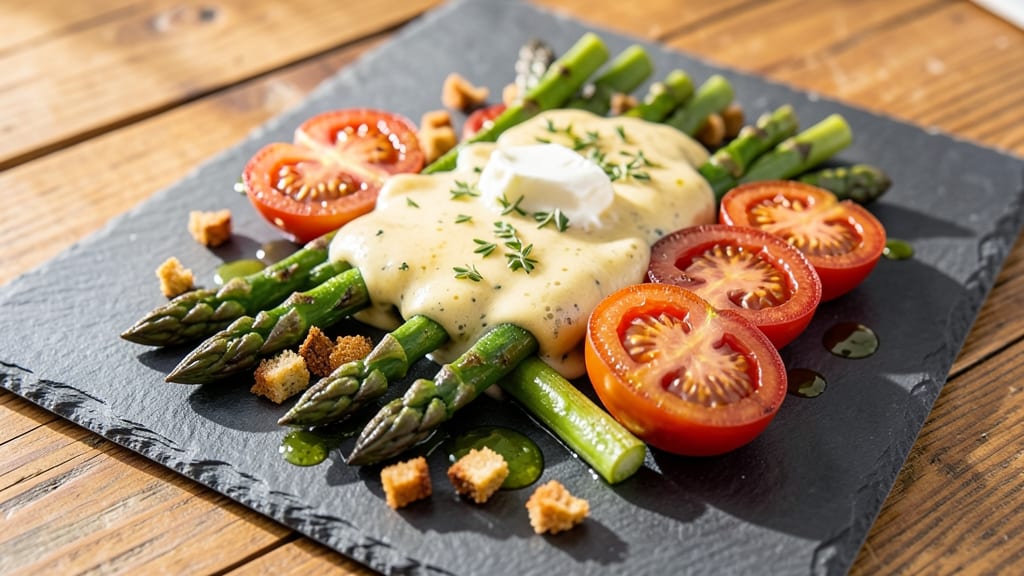 Asparagus Tomato Cheese Recipe: Springtime Vegetable Medley with Crispy Breadcrumbs