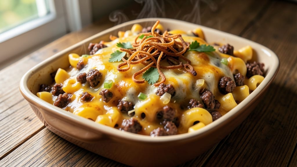 Baked Mac and Cheese With Ground Beef Recipe: Hearty One-Pan Dinner With Savory Meat Twist