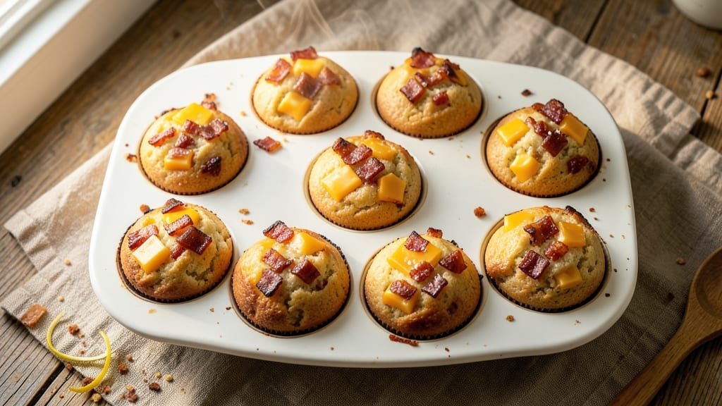 Bacon and Cheese Muffins Recipe: Crispy-Topped Breakfast Bites With Salty-Sweet Layers
