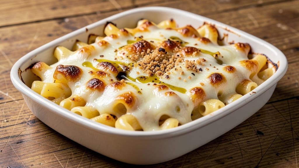 Baked Mac and Cheese Recipe with Mozzarella: Crispy Breadcrumbs Meet Stretchy Cheese Pulls