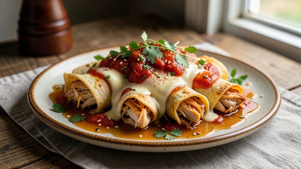Authentic Chicken and Cheese Enchilada Recipe: Smoky Tortilla Crunch With Melted Monterey Jack