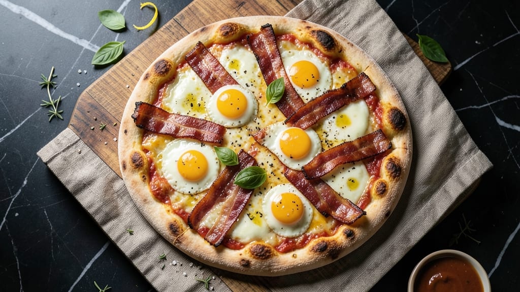 Bacon Egg Cheese Pizza Recipe: Breakfast Brunch with Crispy Edges and Runny Yolk Magic