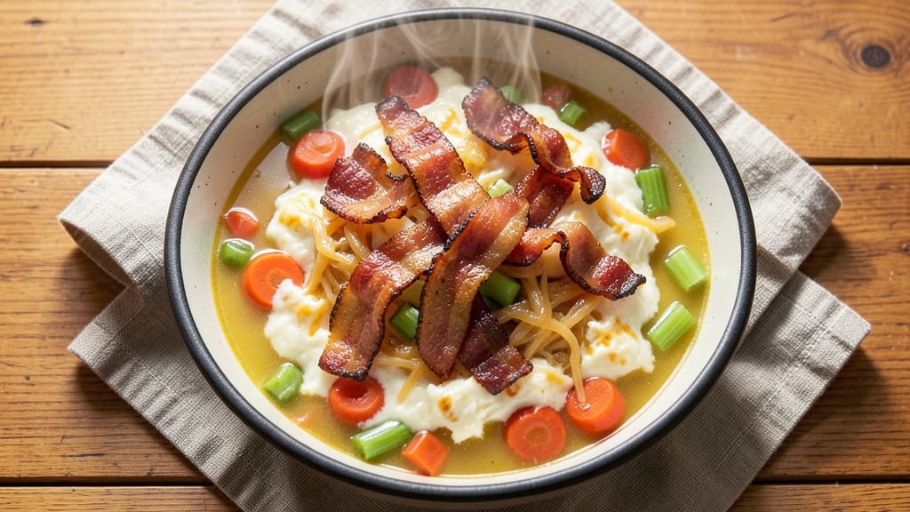 Bacon Cheese Soup Recipe: Crispy Bacon Bits and Velvety Cheddar Swirls