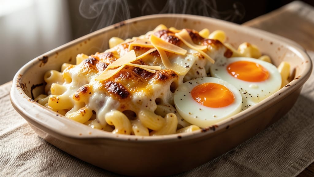 Baked Macaroni and Cheese Recipe with Eggs and Milk: Breakfast Brunch Crowd-Pleaser