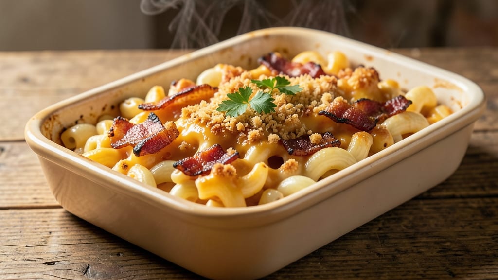 Baked Mac and Cheese Recipe with Bacon and Breadcrumbs: Smoky Crisp-Top Comfort in One Pan
