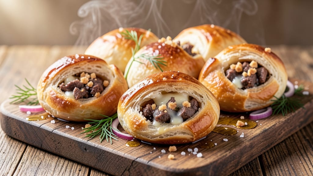 Beef and Cheese Piroshki Recipe: Flaky Dough Wrapped Around Savory Fillings