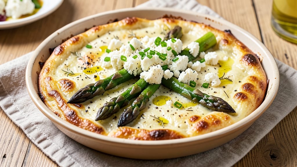 Asparagus And Goat Cheese Frittata Recipe: Crispy Edges With Herbed Cheese Rivers