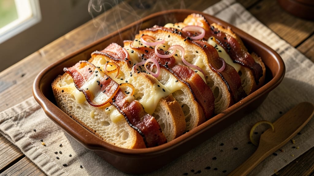 Bacon, Cheese, and Onion Bread Recipe: Crispy Crust With Smoky Pull-Apart Cheese