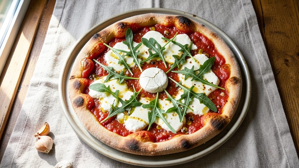 Arugula Goat Cheese Pizza Recipe: Peppery Greens Meet Tangy Cheese Crunch