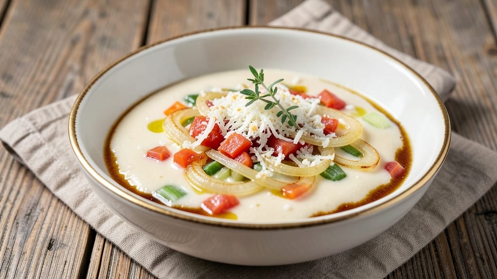 Asiago Cheese Bisque Recipe: Velvety Nutty Creaminess With Toasted Bread Topping