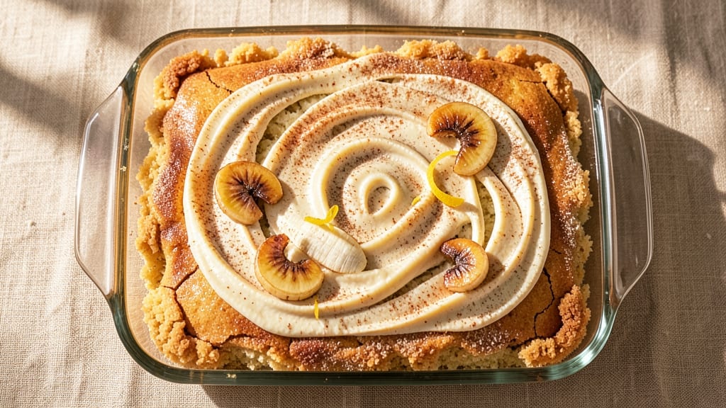 Banana Cream Cheese Coffee Cake Recipe: Swirled Layers of Moist Cake and Tangy Frosting