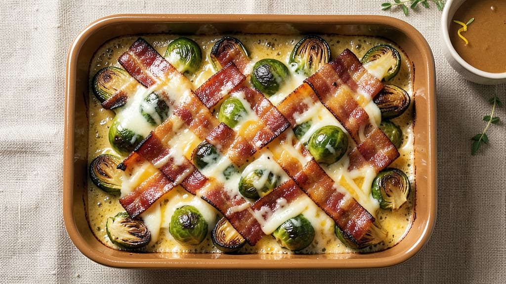 Bacon and Cheese Brussels Sprouts Casserole Recipe: Crispy-Topped Crunch and Smoky Cheese Fusion