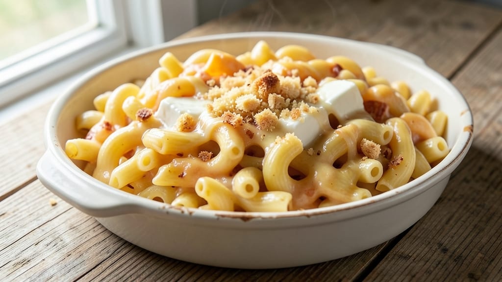 Amish Macaroni and Cheese Recipe: Crispy Breadcrust Top With Gooey Pull-Apart Cheese