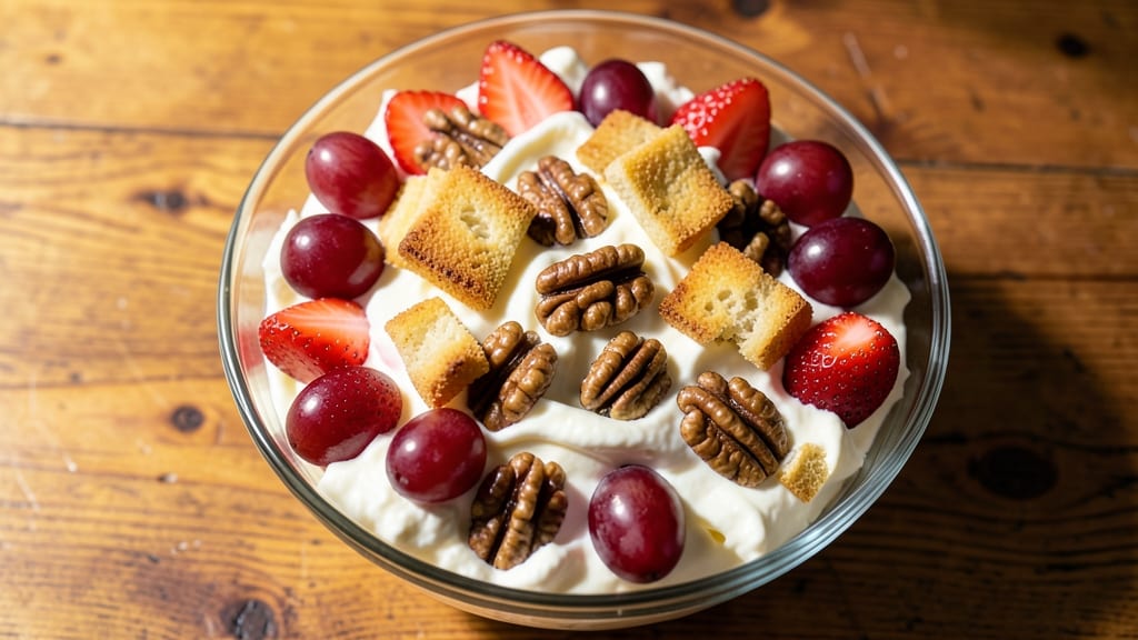 Aunt Myrna's Party Cheese Salad Recipe: Crunchy Croutons and Tangy Dressing Magic