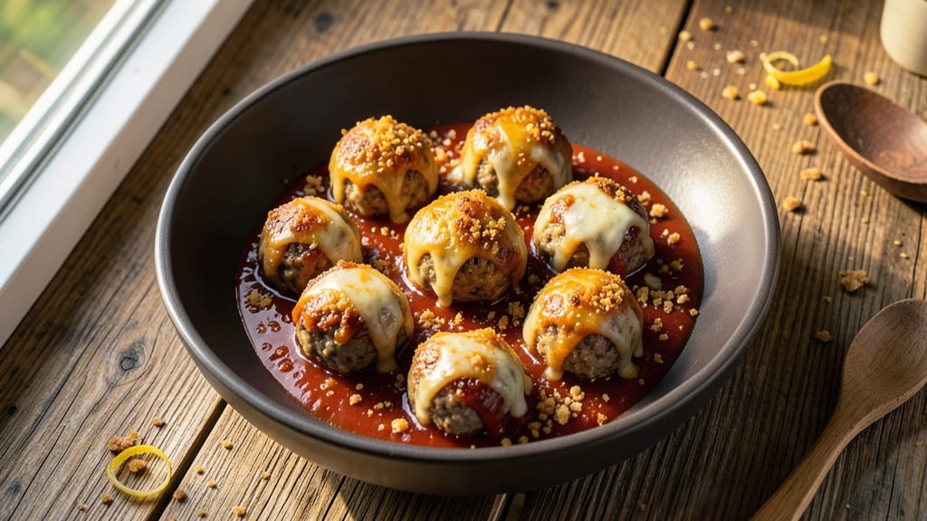 Baked Cheese Meatballs Recipe: Triple-Cheese Crunch With Warm Breadcrumbs