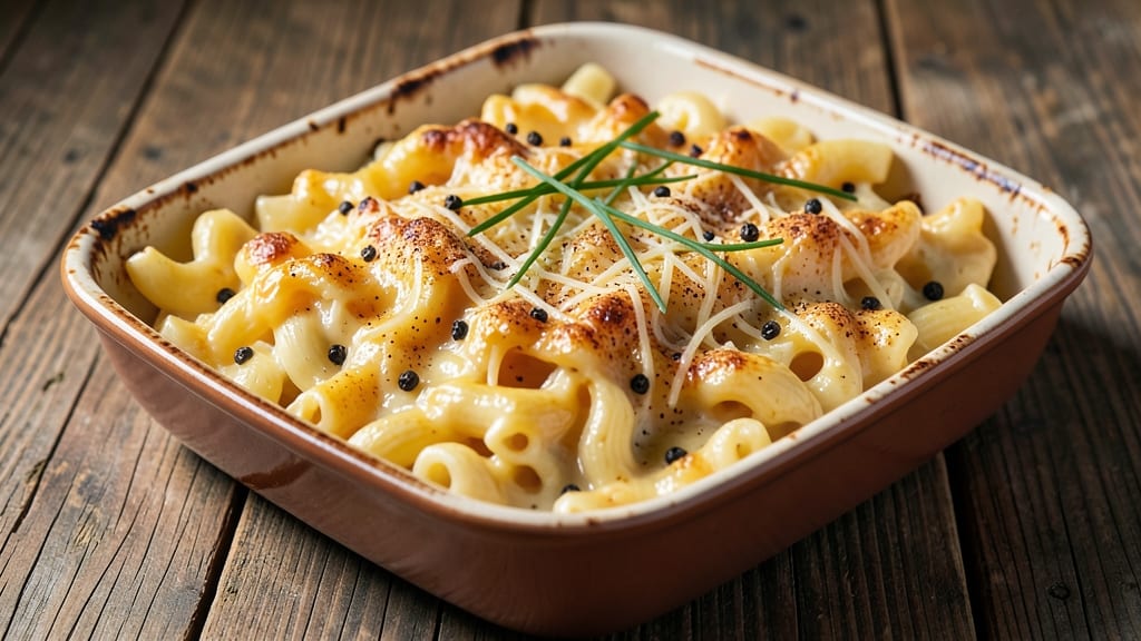 Baked Mac and Cheese Recipe With Shredded Cheese: Triple-Layered Crunch and Warm Cheese Rivers