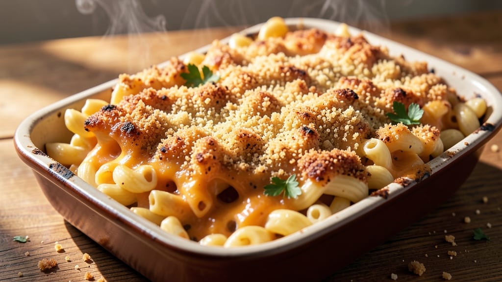 Baked Breaded Mac and Cheese Recipe: Crunchy Top, Pillowy Pasta, Triple Cheese Layers