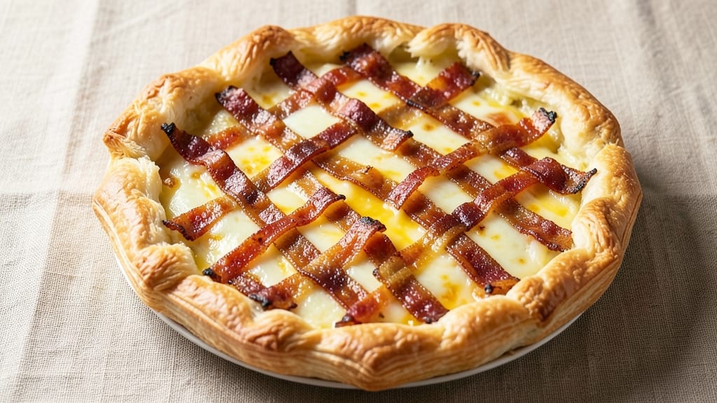 Bacon Egg and Cheese Pie Recipe: Flaky Crust Cradles Smoky, Runny Yolk Magic
