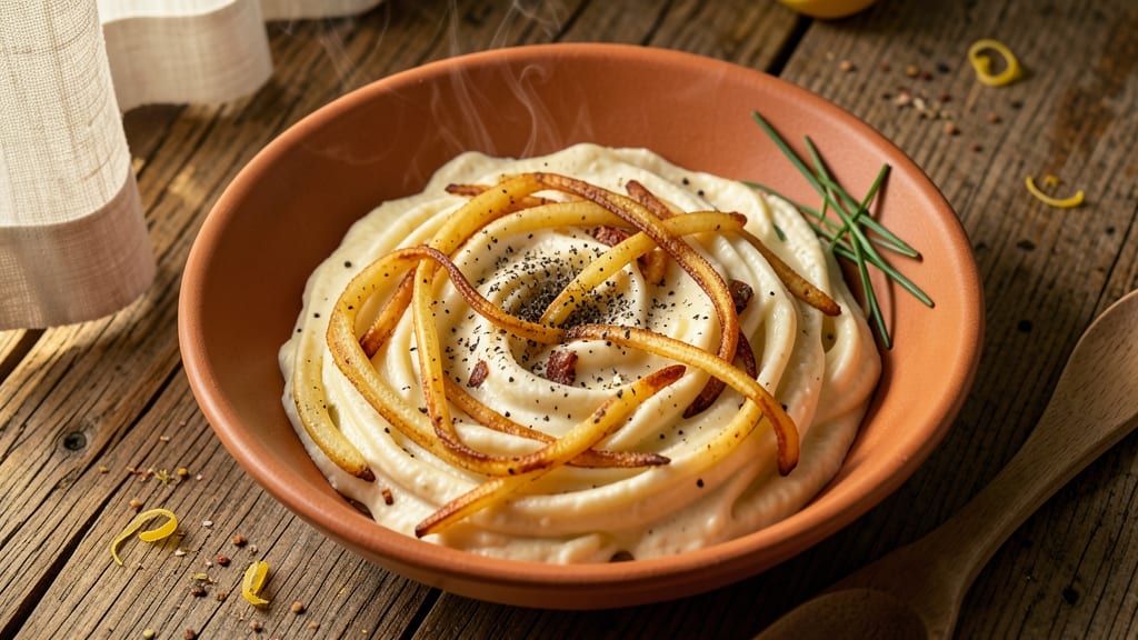 Aligot Cheese Recipe: Crispy Breadcrumbs Over Creamy Potato Streaks