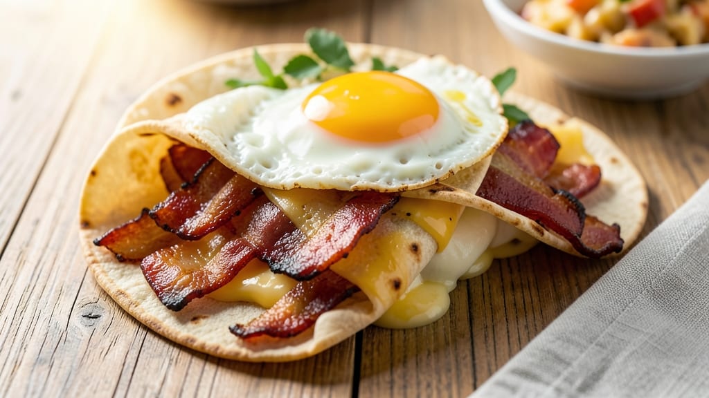 Bacon Egg and Cheese Wraps Recipe: Crispy Tortilla Cradling Smoky Flavor