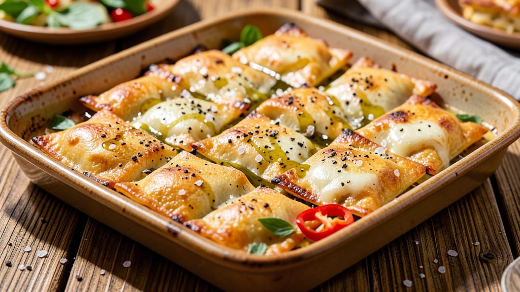 Baked Frozen Cheese Ravioli Recipe: Crispy Top, Pillowy Cheese Rivers